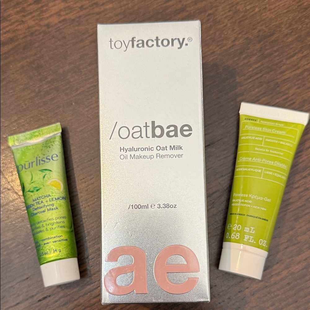 Toyfactory Oatbae Hyaluronic Oil Makeup Remover Purlisse mask, Korres Skin Cream